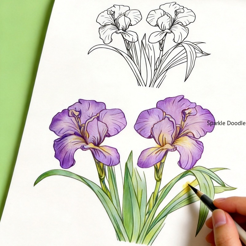 Chinese Calligraphy Practice Book - An Adult Decompression Flower Line Drawing