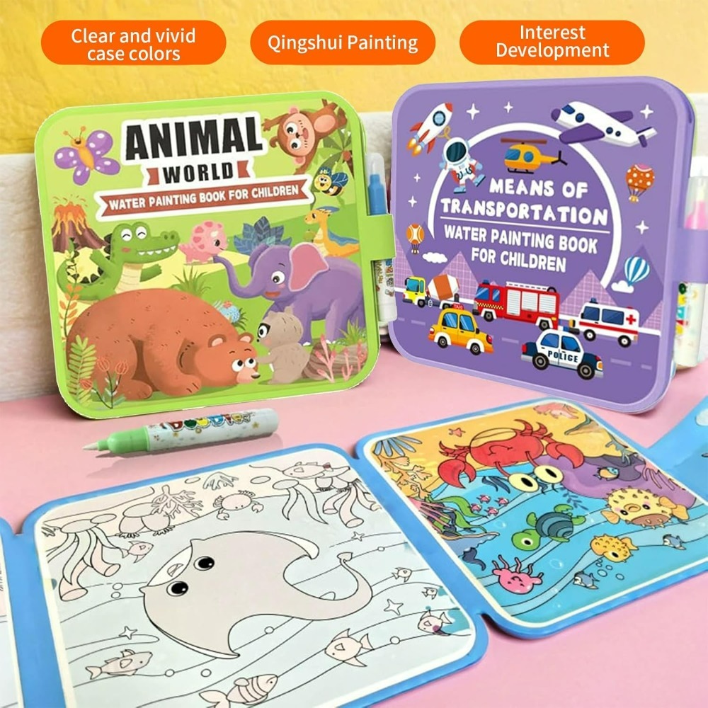 Magic Water Coloring Book Set  - Reusable Water Magic Coloring Book ulasan dan harga