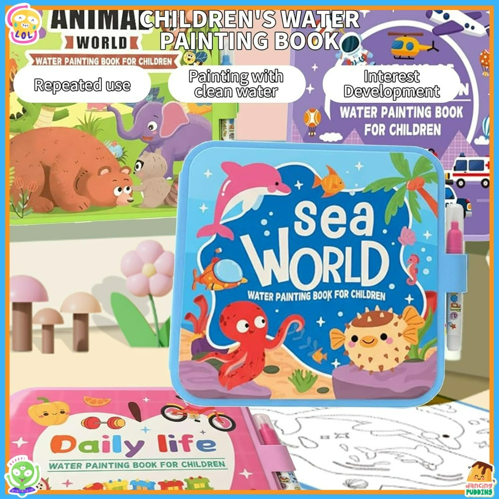 Magic Water Coloring Book Set  - Reusable Water Magic Coloring Book ulasan dan harga