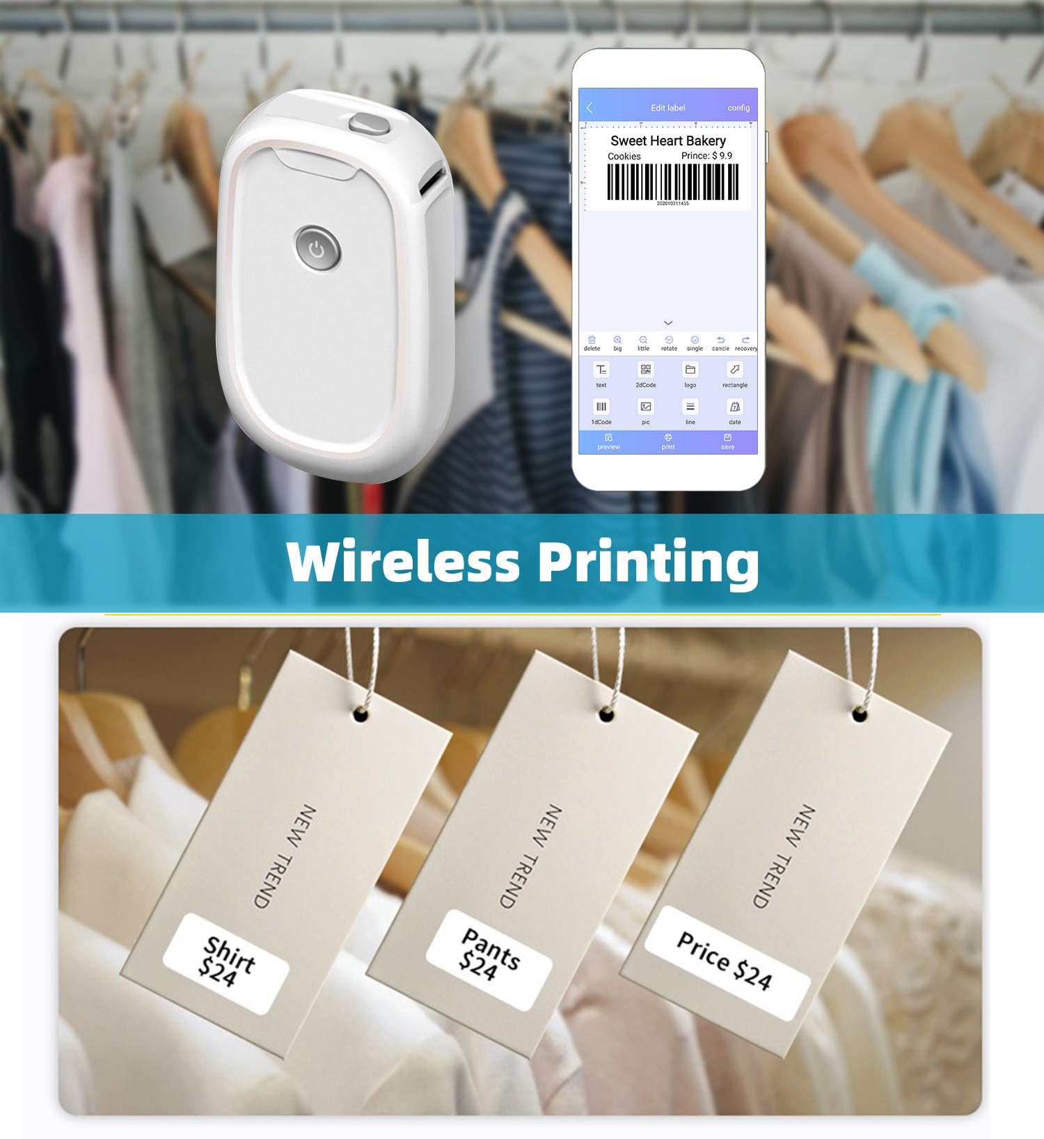 Wireless Portable Label Maker  - Mini Pocket Thermal Printer Paper Roll ulasan dan harga