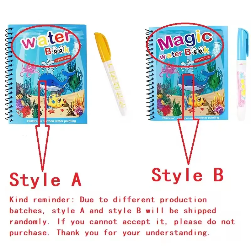 1 Book+1 Pen Reusable Magic Co - Reusable Water Magic Coloring Book ulasan dan harga