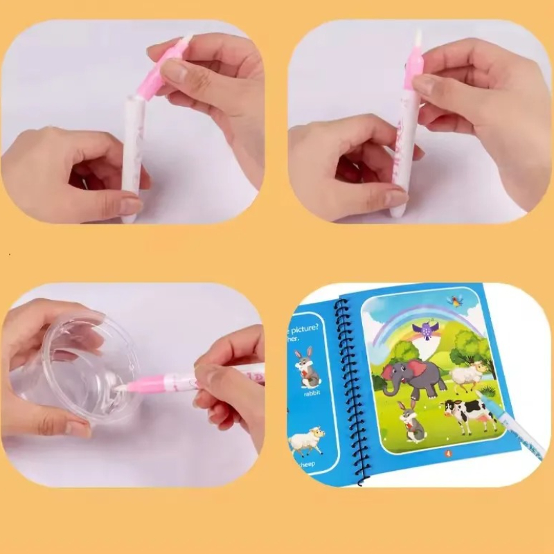 1 Book+1 Pen Reusable Magic Co - Reusable Water Magic Coloring Book ulasan dan harga